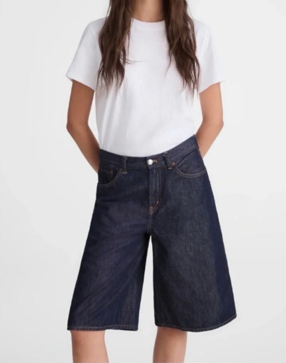 Madewell V Waist Bermuda Denim Shorts 27 4 NWT Dark Wash NY998 Baggy Western